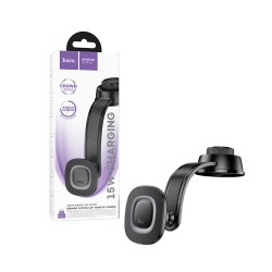 Suporte de Telefone para Carro Console Central Hoco HW31 Crown com Carregamento sem fio 15W Cinza Metalizado Preto